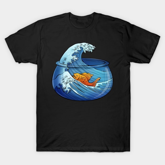 Great Wave of Fishbowl T-Shirt by salihgonenli